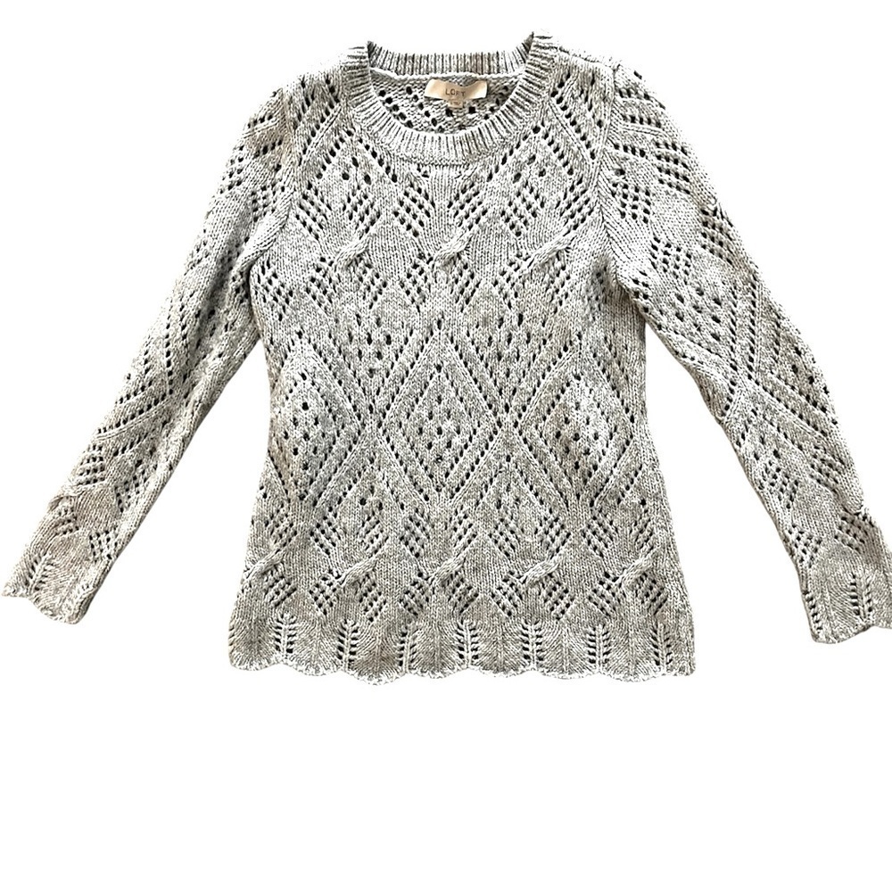 Loft Gray Knit Sweater, Womens Size Small, 10% Wool